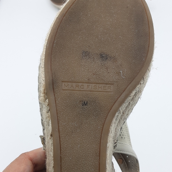Marc Fisher Senton Leather Espadrille Wedge Sandal. - Picture 10 of 14
